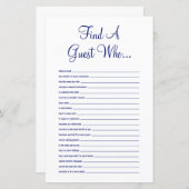 ゲストネイビーブルーブライダルシャワーゲームの検索 (正面/裏面)