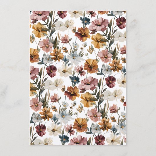 ゲストネームパーソナライズされた秋フラワーズ結婚ーズ メニュー (裏面)