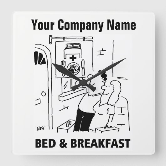 ゲストハウスカートゥーンクロック スクエア壁時計 (正面)