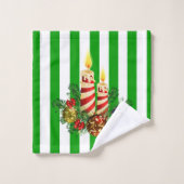 ゲストバスルームストライプクリスマスの名前 バスタオルセット (ウォッシュタオル)