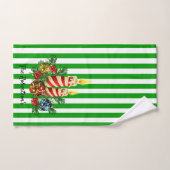 ゲストバスルームストライプクリスマスの名前 バスタオルセット (ハンドタオル)