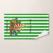 ゲストバスルームストライプクリスマス名H ハンドタオル (ハンドタオル)