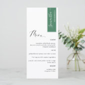 ゲストパーソナライズされた名メニュー付きグエレガントリーン メニュー (スタンド正面)