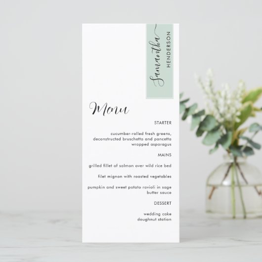 ゲストパーソナライズされた名メニュー付きサーエレガントジ メニュー (スタンド正面)