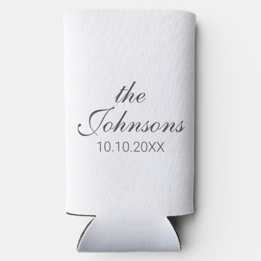 ゲストパーソナライズされた用のミニマル結婚式の引き出物 スリム缶クーラー (裏面)