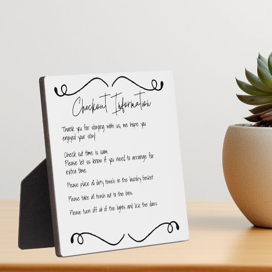 ゲストビジターレンタルホームチェックアウト情報 フォトプラーク