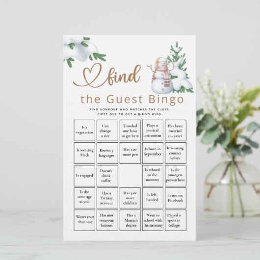 ゲストビンゴ冬の赤ちゃんシャワーゲームを見つける (スタンド正面)