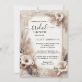 ゲストファブリックベルベットレースリネン紙ブライダルシャワー 招待状 (正面)