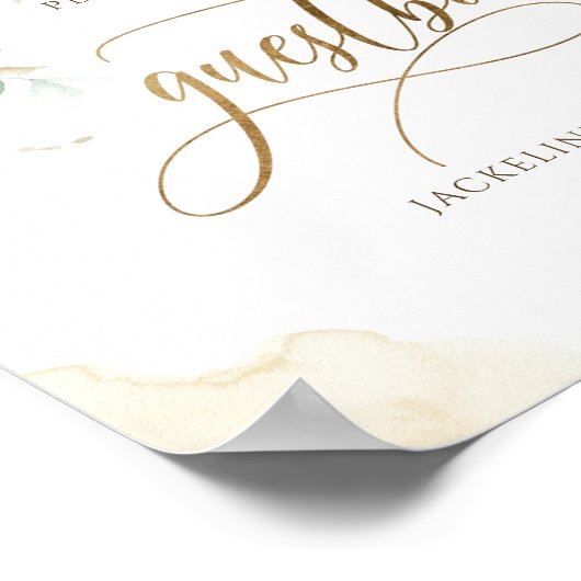 ゲストブエレガントックの緑と水彩画 ポスター (角)