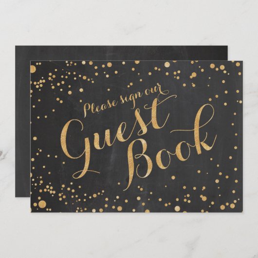 ゲストブックにご署名ください ウェディングサイン 招待状 (正面/裏面)