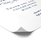 ゲストブックにご署名ください エレガントなブルーのウェディング ポスター (角)