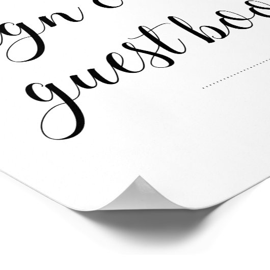 ゲストブックにサインしてくださいエレガントな結婚式 ポスター (角)