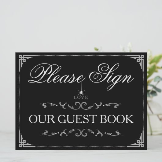 ゲストブックにサインしてください ハロウィン スパイダー ラブ サイン (スタンド正面)