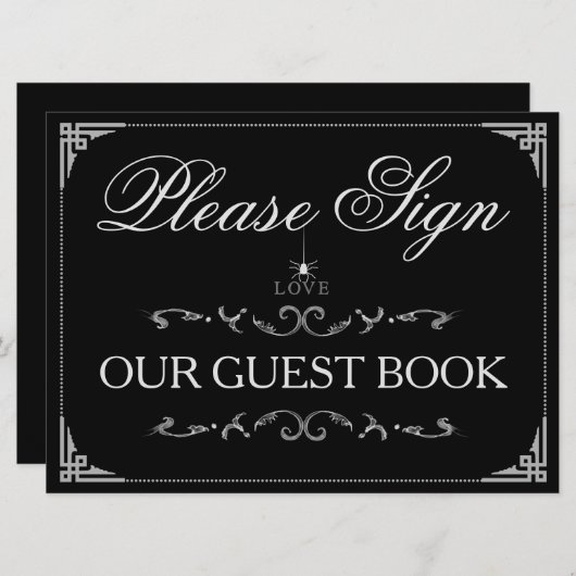 ゲストブックにサインしてください ハロウィン スパイダー ラブ サイン (正面/裏面)