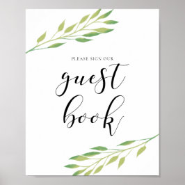 ゲストブックに署名してください水の色葉の記号 ポスター