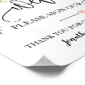 ゲストブックのウェルカムサイン ウェディング ピンク フラワーリング ポスター (角)