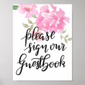 ゲストブックのスクリプトフローラに署名結婚する ポスター (正面)