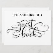 ゲストブックのテーブルカー結婚ドに署名してください 招待状 (正面/裏面)