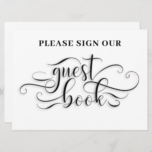 ゲストブックのテーブルカー結婚ドに署名してください 招待状 (正面/裏面)
