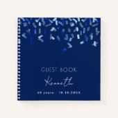 ゲストブックのバースデーブルー紙吹雪 ノートブック (正面)