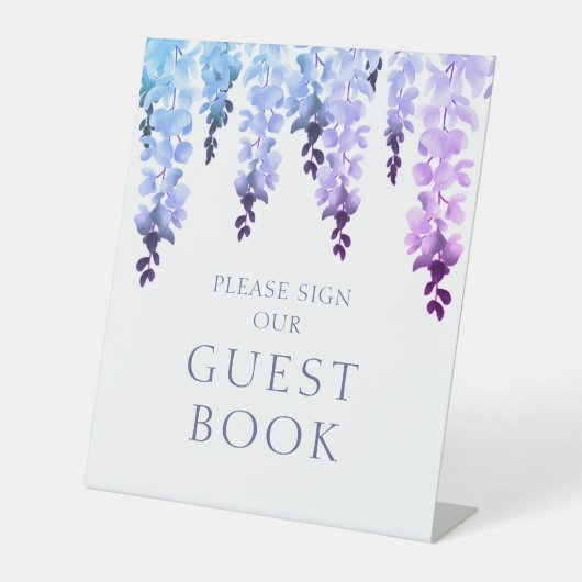 ゲストブックのフローラスクリプトに署名結婚する 台座サイン (正面)