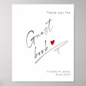 ゲストブックのミニマリストのスクリプ結婚トに署名する ポスター (正面)