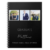 ゲストブックの卒業白黒の写真名 ノートブック (正面)