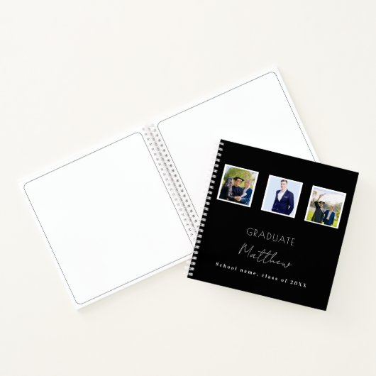 ゲストブックの卒業白黒の写真名 ノートブック (内部)