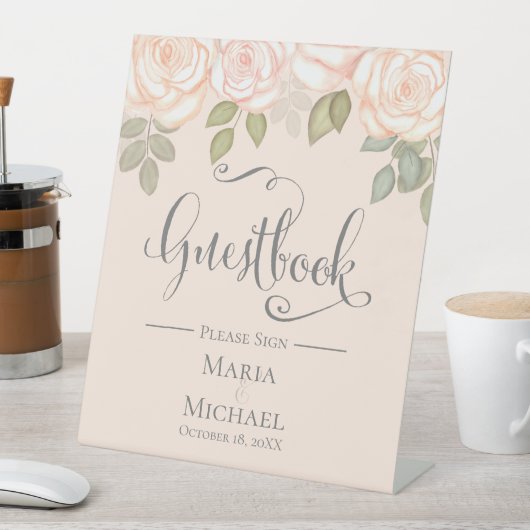 ゲストブックの水の色のサインを結婚下さい 台座サイン (インサイチュ)