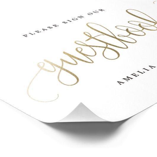 ゲストブックの看板サイズの選択フェイク金ゴールド フォトプリント            (角)