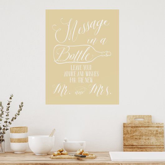 ゲストブックの署名 – ボトル内のメッセージ ポスター (キッチン)