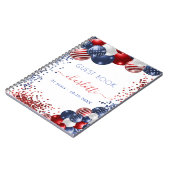 ゲストブックの誕生日の愛国的な赤白青フラグ ノートブック (左側)