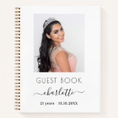ゲストブックの誕生日の白い写真 ノートブック (正面)