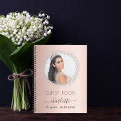 ゲストブックの誕生日バラ金ゴールドシルバーグリッター写真 ノートブック