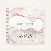 ゲストブックの誕生日バラ金ゴールド大理石ゲート ノートブック (正面)