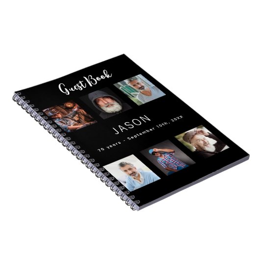 ゲストブックの誕生日フォトコラージュ黒の予算 ノートブック (右側)