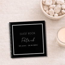 ゲストブックの誕生日白黒名シンプル