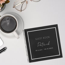 ゲストブックの誕生日白黒名シンプル
