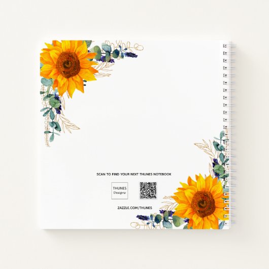 ゲストブックひまわりユーカリ赤ちゃんシャワー ノートブック (裏面)