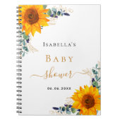 ゲストブックひまわりユーカリ赤ちゃんシャワー ノートブック (正面)