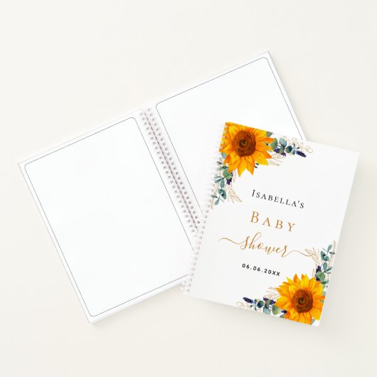 ゲストブックひまわりユーカリ赤ちゃんシャワー ノートブック (内部)