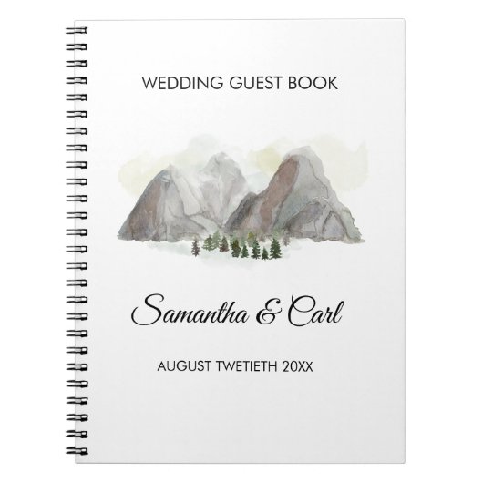 ゲストブックを結婚する水彩画山 ノートブック (正面)