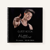 ゲストブックカスタムフォト白黒誕生日 ノートブック (正面)