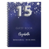 ゲストブックキンセアニェラネイビーブルーシルバースターズ ノートブック (正面)