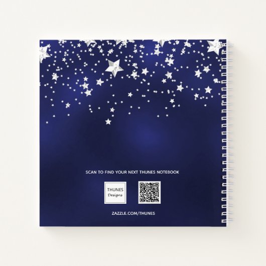 ゲストブックキンセアニェラネイビーブルーシルバースターズ ノートブック (裏面)