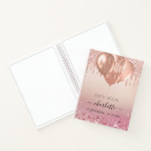 ゲストブックキンセアニェラバラ金ゴールドピンクグリッター ノートブック (内部)