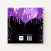 ゲストブックキンセアニェラブラックパープルグリッター名 ノートブック (裏面)