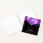 ゲストブックキンセアニェラブラックパープルグリッター名 ノートブック (内部)