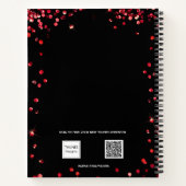 ゲストブックキンセアニェラブラックレッドドレスグリッター ノートブック (裏面)