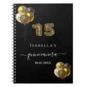 ゲストブックキンセアニェラブラック金ゴールドヒョウ柄 ノートブック (正面)